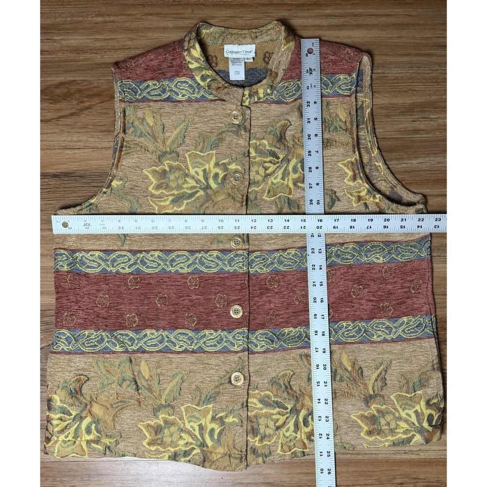 Cold Water Creek VTG Brocade Tapestry Vest Grannycore Cottage Core Pockets - L - Picture 3 of 7